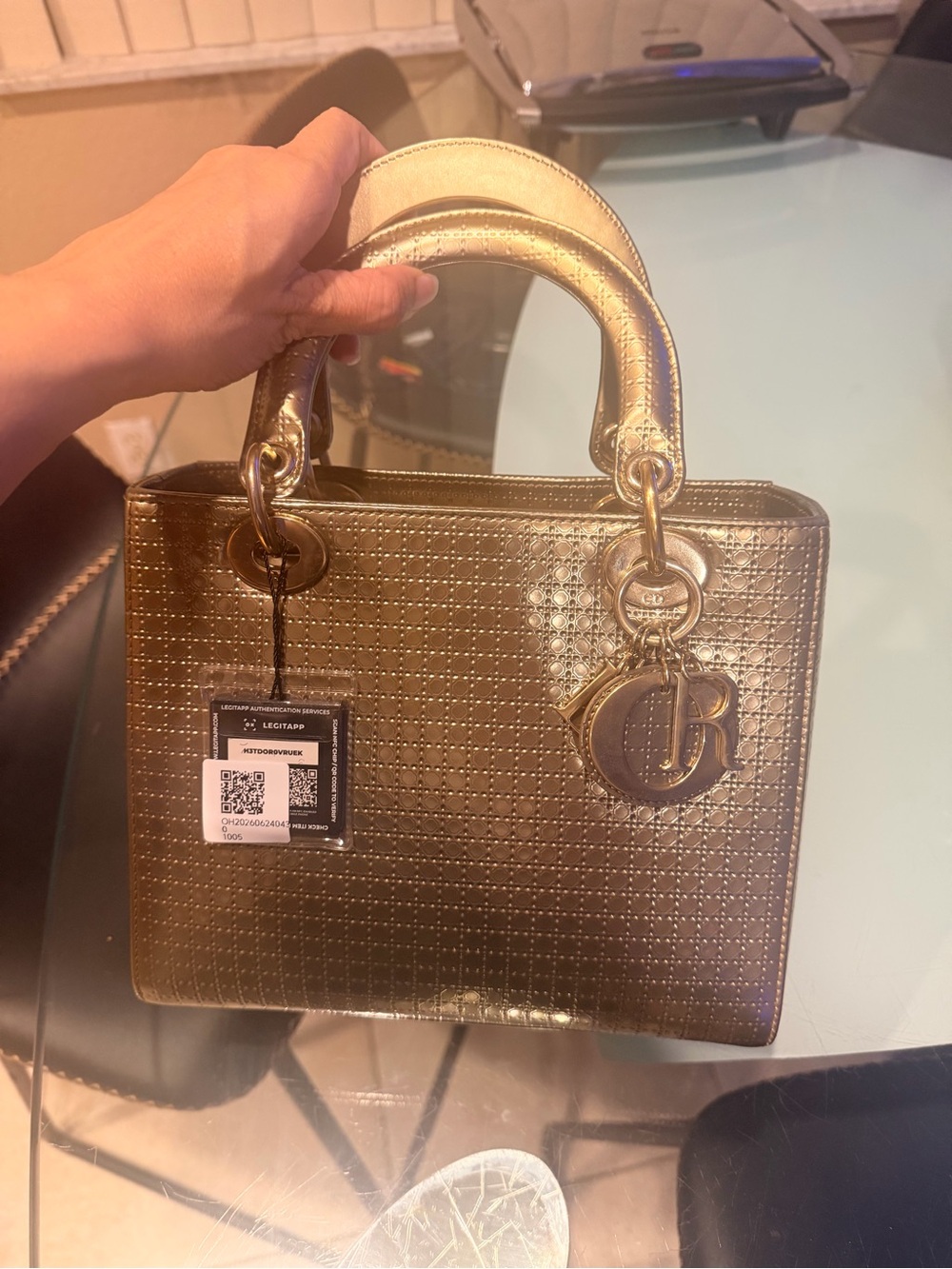 Bronze lady Dior Leather Top-Handle Women’s Bag - Picture 1 of 12